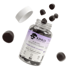Kinlo bottle with gummies flying out