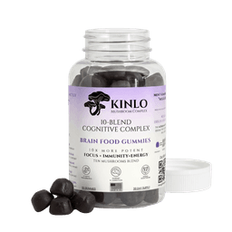 Kinlo bottle open with raspberry gummies