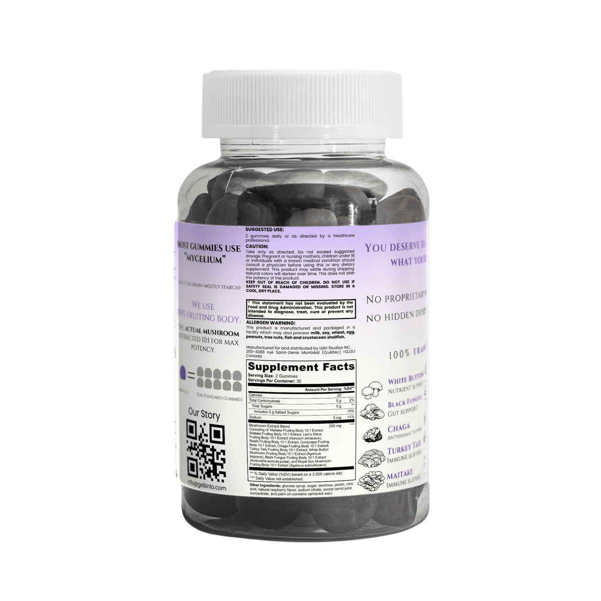 Kinlo supplement facts label